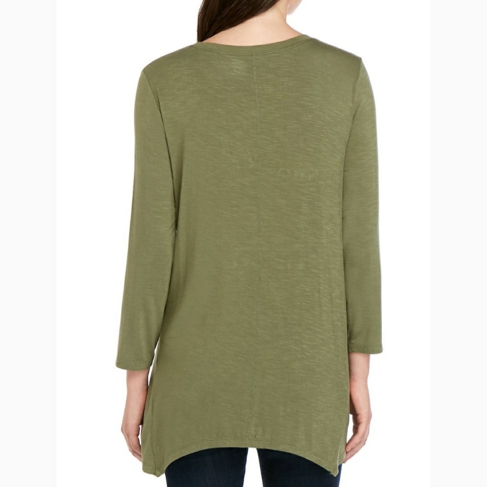 New Directions Green 3/4 Sleeve Knit T-Shirt Sz Small - Picture 2 of 3